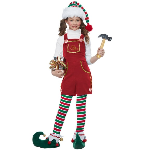 toymaker elf, girl - child costume red