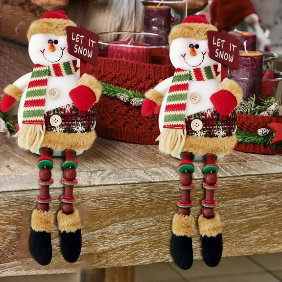 toys under $10! Christmas Holiday Decor Plush Shelf Sitter Sitting Snowman Santa Claus Gift Cute Home Decoration Craft