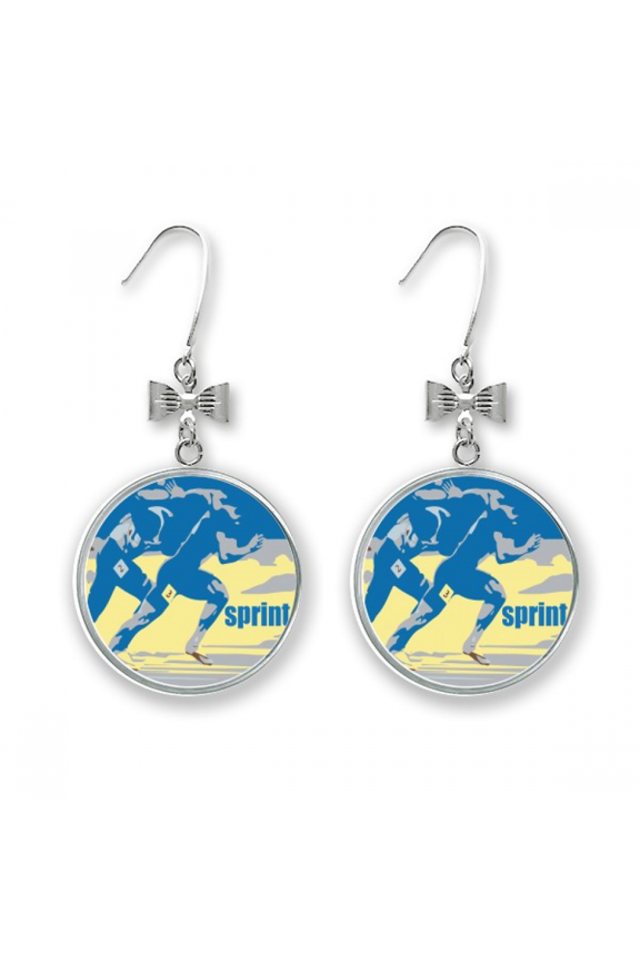 track field sprint anaerobic bow earrings drop stud pierced hook