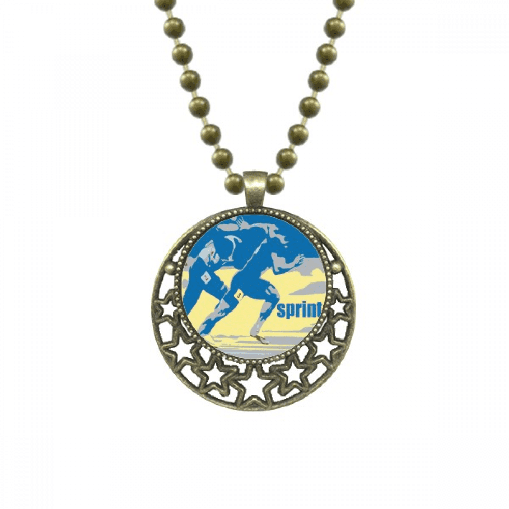 track field sprint anaerobic pendant star necklmoon chain jewelry