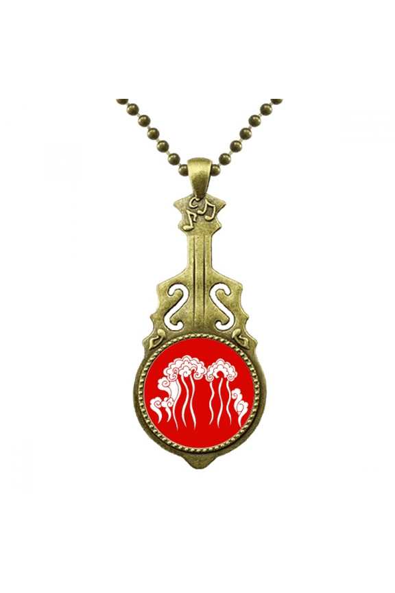 traditional chinese national records necklace antique guitar jewelry music pendant