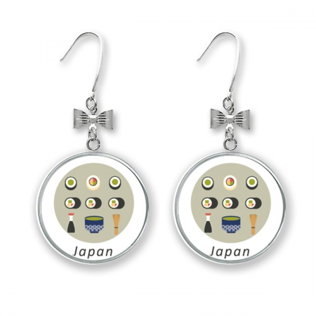 traditional japanese local food sushi bow earrings drop stud pierced hook