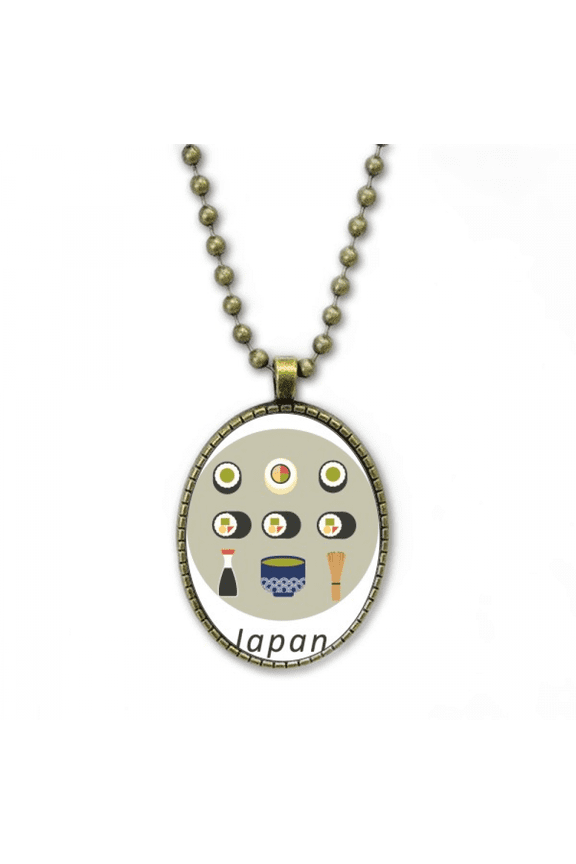 traditional japanese local food sushi necklace vintage chain bead pendant jewelry collection