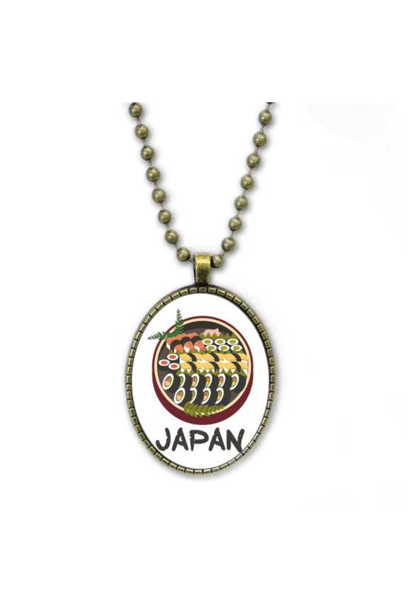 traditional japanese tasty sushi necklace vintage chain bead pendant jewelry collection