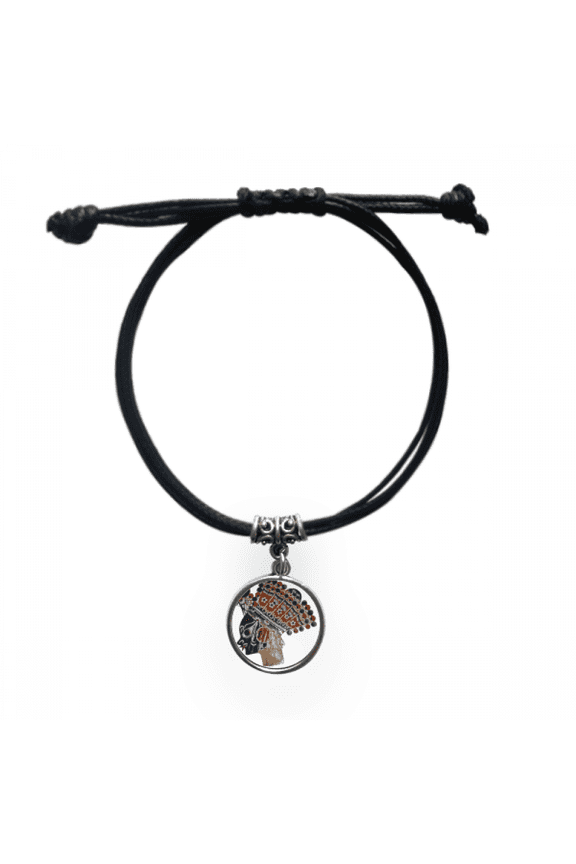 traditional shadow play minority portrait bracelet leather wristband black jewelry