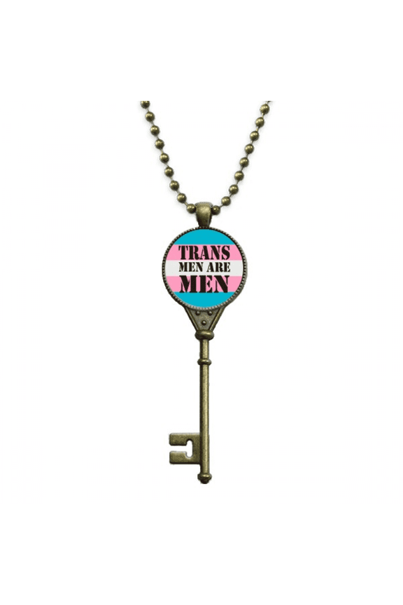 trans man support lgbt transgender key necklace pendant tray embellished chain