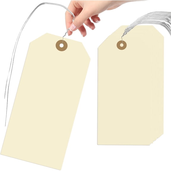 A transport label with metal wire, label hanging tag, reinforced hole, capable of writing price tags, used to display gift labels for products, jewelry, and clothing.