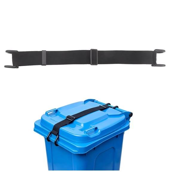 Adjustable Garbage Bin Strap, Trash Can Lid Lock, Animal-Proof Outdoor Waste Container, Non-Slip Double Metal Claw Nylon Tie, Windproof Security for 28 to 96 Gallon Trash Bins