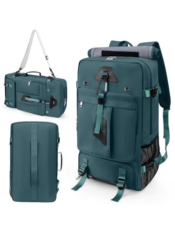 Travel Backpack for Women Men,50L Waterproof Laptop Backpack Gym Bag with Shoes, Carry On Weekender Bag for Travel Hiking Boarding,Peacock Blue