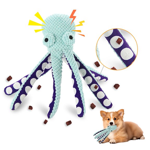 travelwant Octopus Plush Squeaky Toy Bite-resistant Dog Toy Fun Voice Interactive Pet Puzzle Toy for Dogs Cats