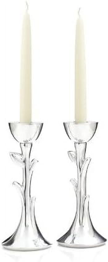 Tree of Life 8" Silver Alloy Sabbath Candlesticks