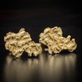 thumbnail image 1 of Men's 14k Yellow Gold Plated 925 Sterling Silver Retro 90's Hip Hop Hypoallergenic Ear Ring Textured Solid Gold Nugget Stud Screw Back Earrings, 1 of 6