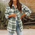 thumbnail image 1 of trench coats for women Women's Plaid Shacket Jacket Long Flannel Button Down Coats Shirts Trendy Long Sleeve Casual Boyfriend Blouse Coats plaid jackets, 1 of 7