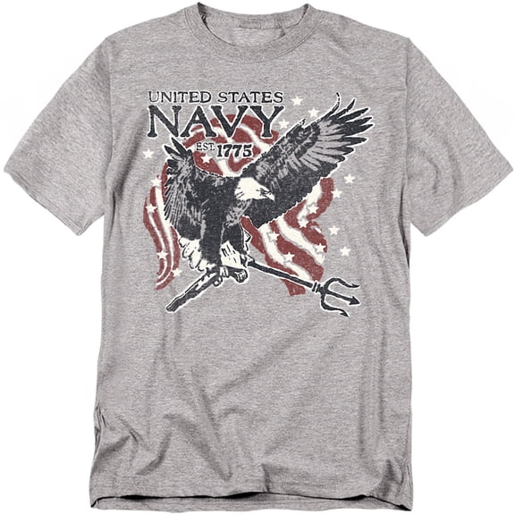 trevco men's navy short sleeve t-shirt, trident athletic heather, medium