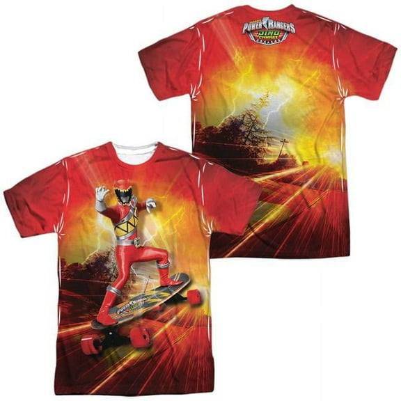 trevco men's power rangers double sided print sublimated t-shirt, white, medium