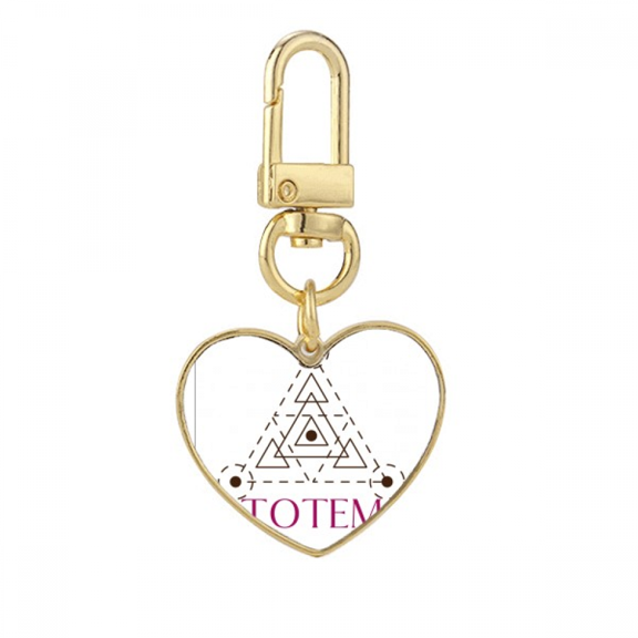 triangular dot line totem gold heart keychain metal keyring holder