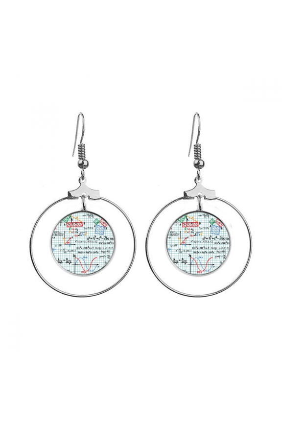trigonometric function mathematical formulas earrings dangle hoop jewelry drop circle