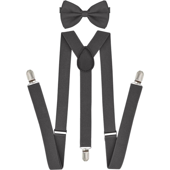 trilece Mens Bow Tie and Suspenders Set - Adjustable Wedding Tuxedo Formal Dress Suspenders for Men and Bowtie Strong Clips