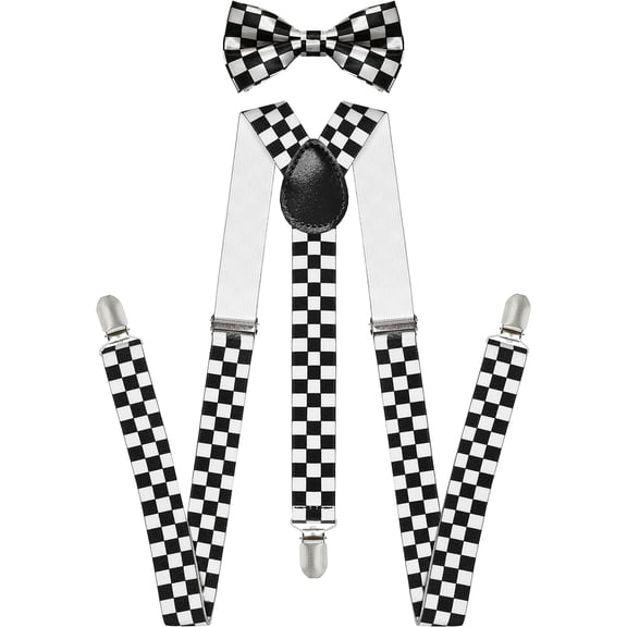 trilece Mens Bow Tie and Suspenders Set - Adjustable Wedding Tuxedo Formal Dress Suspenders for Men and Bowtie Strong Clips