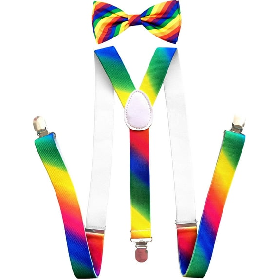 trilece Mens Bow Tie and Suspenders Set - Adjustable Wedding Tuxedo Formal Dress Suspenders for Men and Bowtie Strong Clips