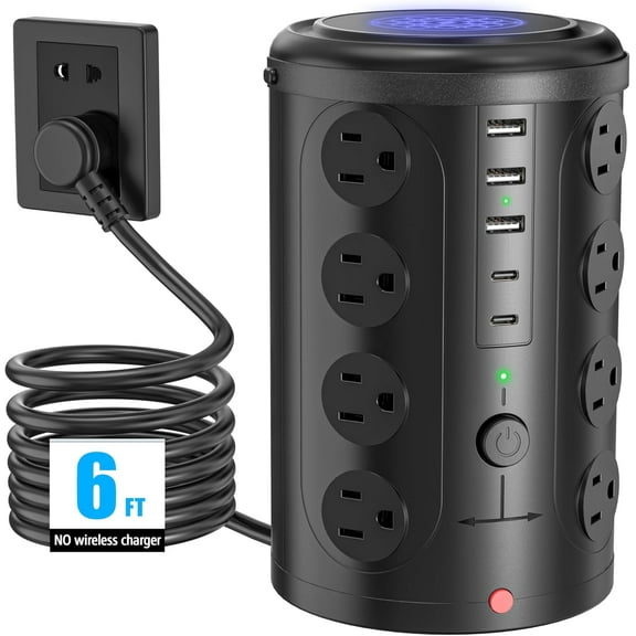 trip Surge r with 16 Outlets and 5 USB Ports (2 USB-C), 6FT Exteon Cord with Multiple Outlets,Heavy Duty arging Station, Office Dorm Room Essentials. No Wireless arging