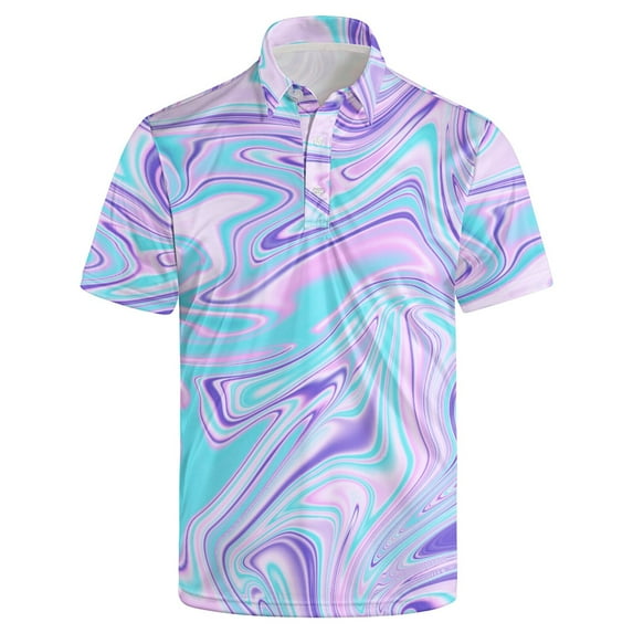 trippy Golf Shirts for Men Outfit Dry Fit Performance Rave Outfit Retro Short Sleeve Casual Polo Shirt XL