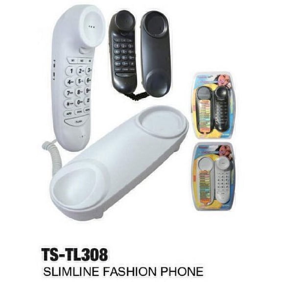 TRISONIC Corded Black Slimline Phone Wall-Mountable (TS-TL308)