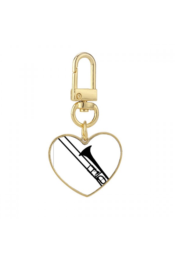 tromb classical music instrument pattern Gold Heart Keychain Metal Keyring Holder