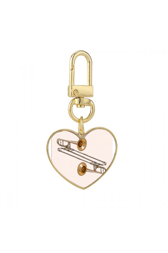 tromb wind classical music instrument Gold Heart Keychain Metal Keyring Holder