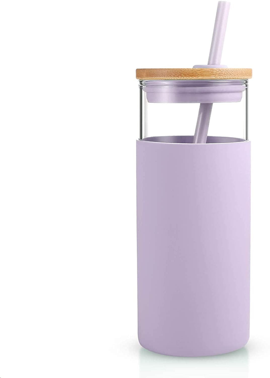Tronco 28oz Glass Water Bottle With Silicone Sleeve & Bamboo Lid - BPA Free, Shatter-Resistant, Leak Proof