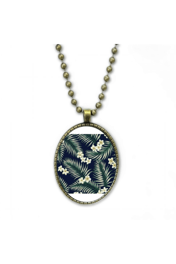 tropical white drawing art necklace vintage chain bead pendant jewelry collection