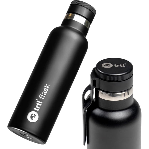 trtl Travel Water Bottle Flask- Insulated Water Bottle That Keeps Drinks Cool for Up to 24 Hours - Secure, Leak-Proof Lid