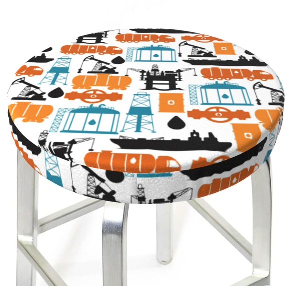 truck ship Round Bar Stool Seat Covers, Elastic Round Chair Cover Stool Seat Slipcover Bar Stool Cushions Round Pad for 12-14 inch