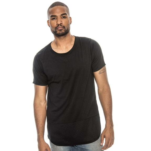 true rock men's eagle textured panel & side zip t-shirt-black-small