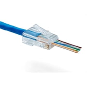 trueCABLE Cat6/6A RJ45 Pass Through Connectors, Unshielded UTP Modular Plug, UL Listed, EZ Crimp End, Gold Plated 3 Prong 8P8C, 100 Pieces