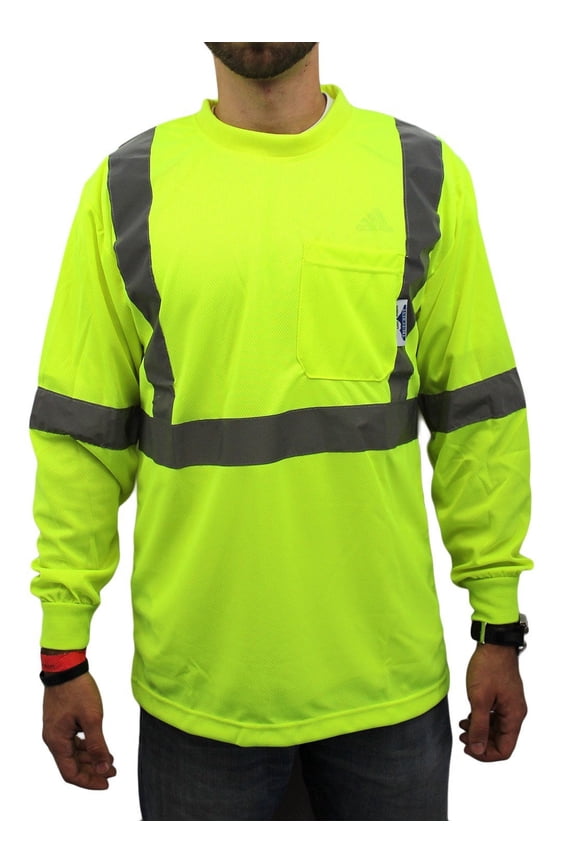 Men's Class 2 Max Dry Moisture Wicking Mesh Long Sleeve Safety T-shirt