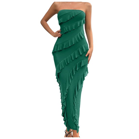 tube top dress maxi tube dress strapless ruched dress strapless dress for women summer strapless dress