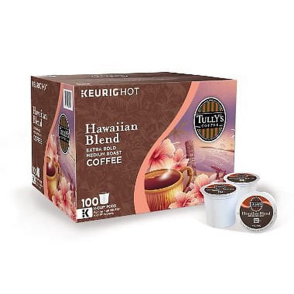 tully's hawaiian blend coffee, medium roast, keurig k - cups 100ct