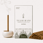 Sadhna.co Tulsi Bambooless Incense Sticks, Clean-Burning Holy Basil Agarbatti, Pack of 40