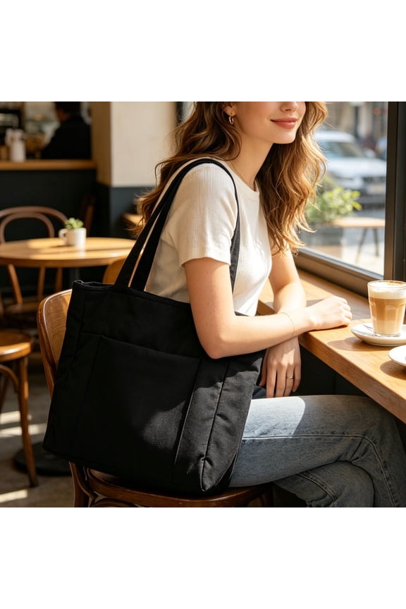 14.17x11.41x4.33in Women's Crossbody Tote Bag,Casual Waterproof Nylon Shoulder Bag,Large Capacity for Daily Commute School,Solid Color