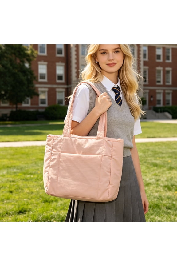14.17x11.41x4.33in Women's Crossbody Tote Bag,Casual Waterproof Nylon Shoulder Bag,Large Capacity for Daily Commute School,Solid Color