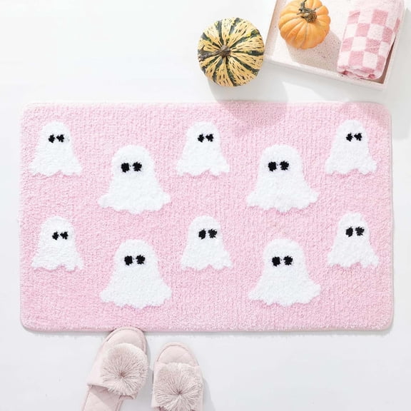 tumgatte 15.7x23.6 Inch Halloween Doormat Crystal Velvet Spooky Ghost Pattern,Non Slip Outdoor Welcome Mat for Kitchen Front Door
