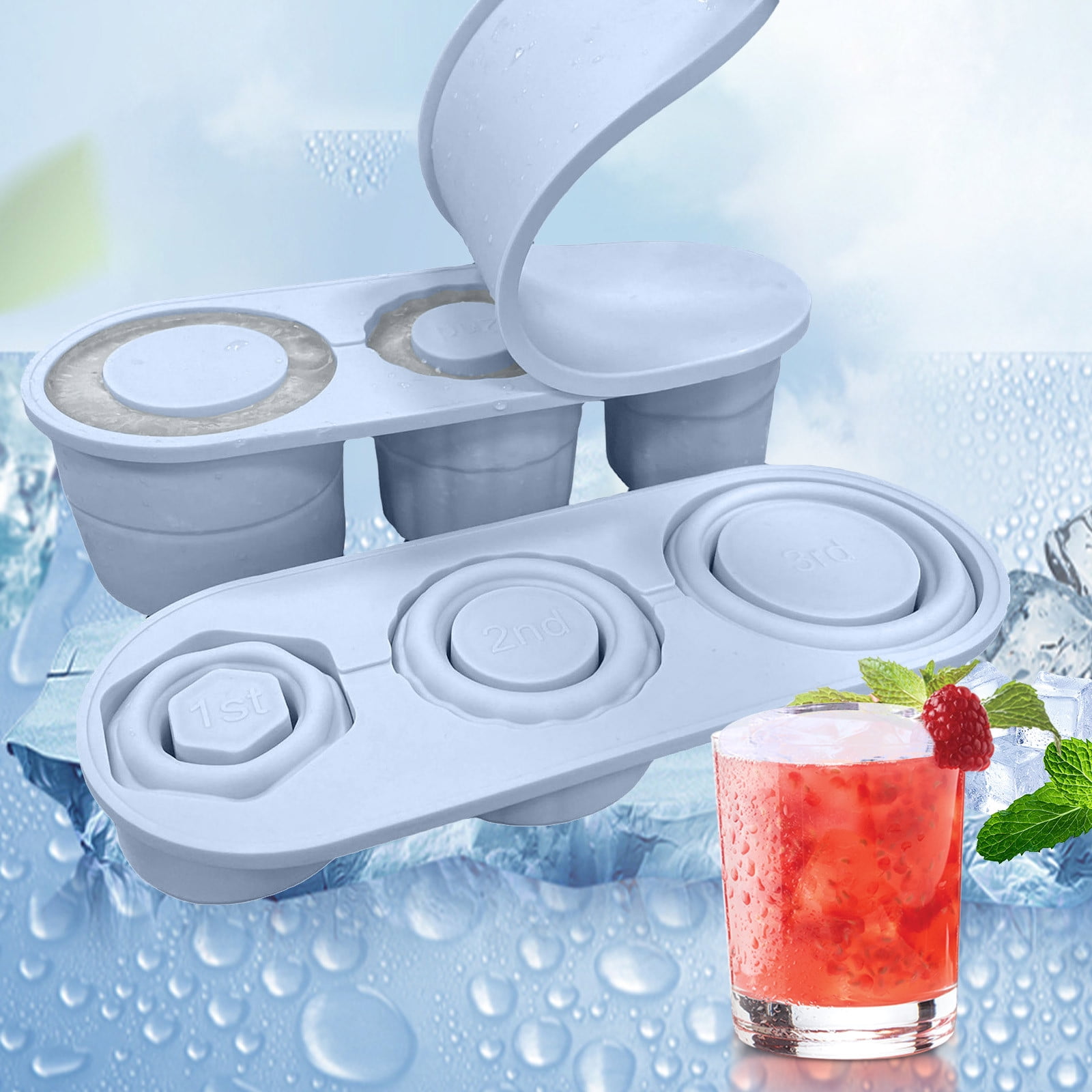 tumgatte 2024 Ice Tray with Lid for 2040 Tumblers 3 Hollow Cylinder