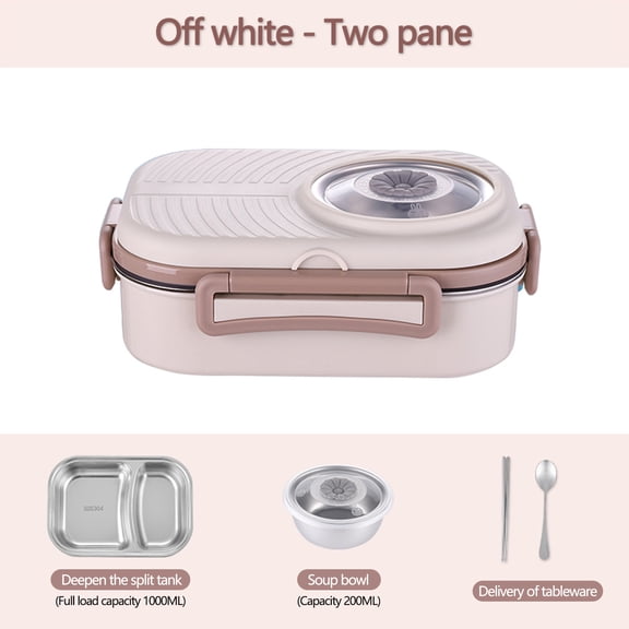 tumgatte 304 Stainless Steel Lunch Box 200ml Soup Bowl 4 Side Snap Leak Proof with Chopsticks Spoon for Office Adult