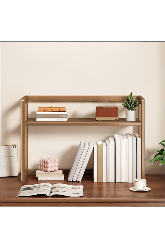 Adjustable Desktop Shelf Double Layer Wood Storage Rack for Office Countertop Bookshelf Household 16.5x7.9x15.8in