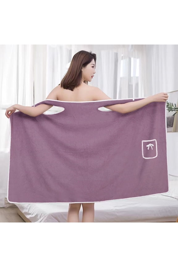 Fleece Wearable Bath Towel Soft Absorbent Bath Skirt for Women,Wrap Robe with Pocket for Drying Home Sleepwear Beach Cover Up