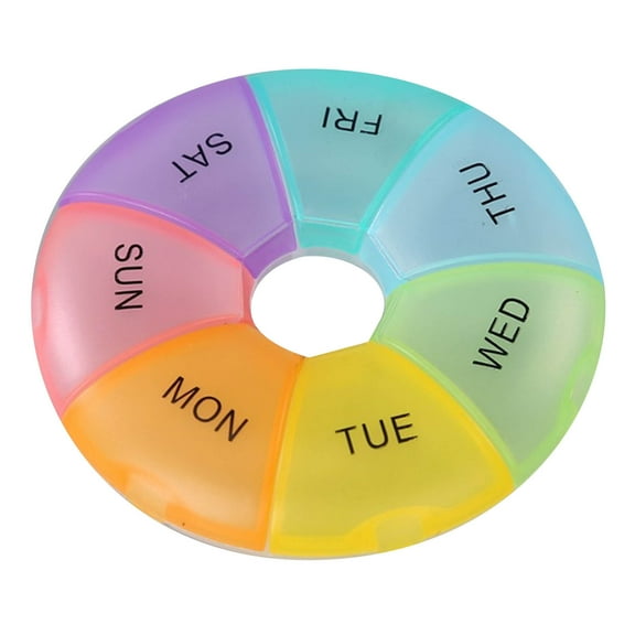 tumgatte Large Weekly Pill Organizer 7-Sided Portable Box Planner Small Case (Seven Day Weekly Container) Medication Holder Boxes Organizer Pillbox Dispenser Organizer On Multi-color