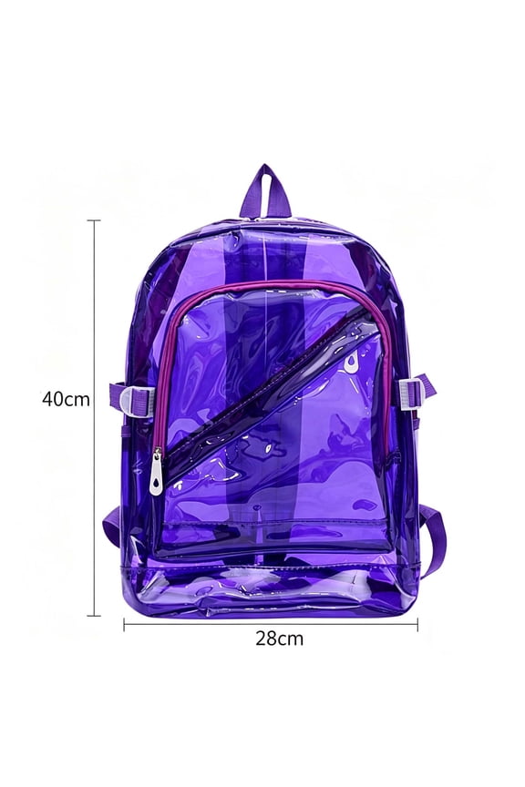 Plastic Candy Color Transparent Backpack Jelly Schoolbag Fluorescent Bag for Male Female Spring Summer Lightweight 15.7x11x5.9 Inch