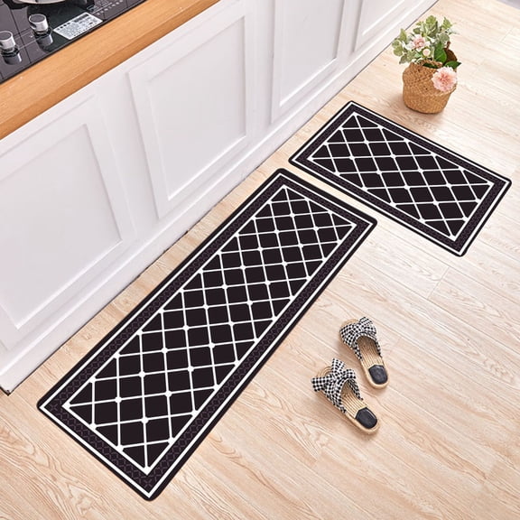 tumgatte Set of 2 Microfiber Kitchen Rugs Non Slip TPR Backing Soft Absorbent Bathroom Mat Anti Fatigue Carpet for Floor 40x60cm 40x120cm