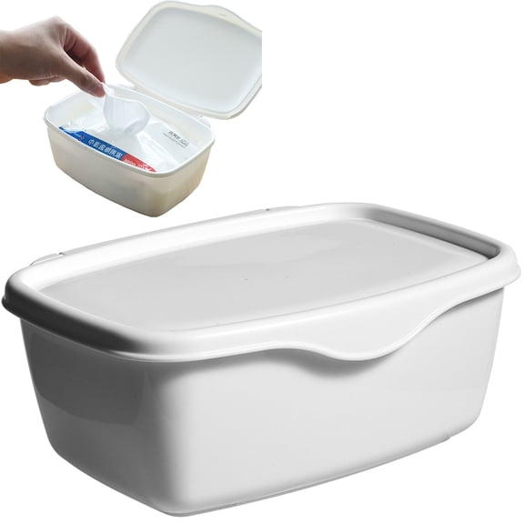 tumgatte Wet Wipes Storage Box Plastic Dispenser with Lid Countertop Baby Wipes Container for Tissues Masks White